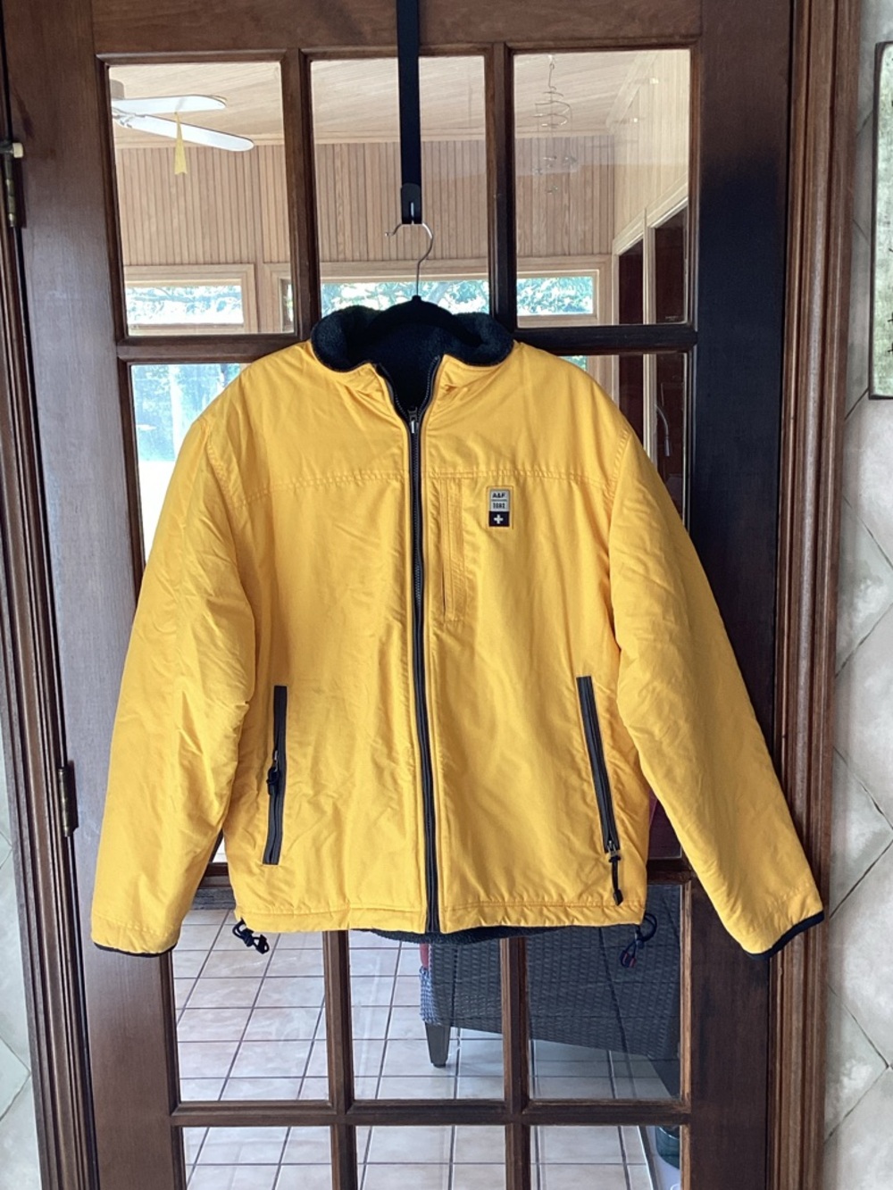 Abercrombie & Fitch Yellow Puffer Jacket with Black Trim